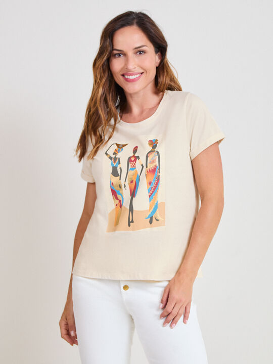 CAMISETA MUJERES AFRICANAS Beige image number null