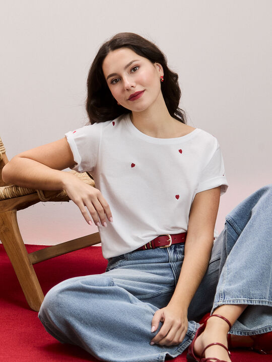 CAMISETA MINI CORAZONES Blanco Optico image number null