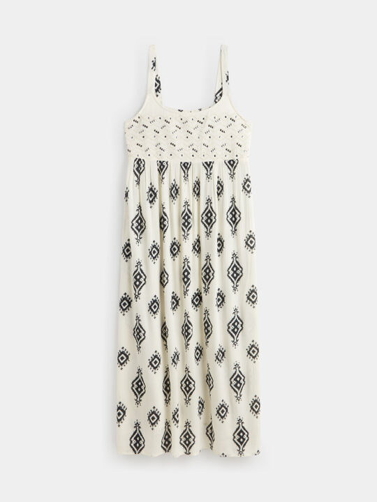 VESTIDO BORDADOS MIDI Negro image number null