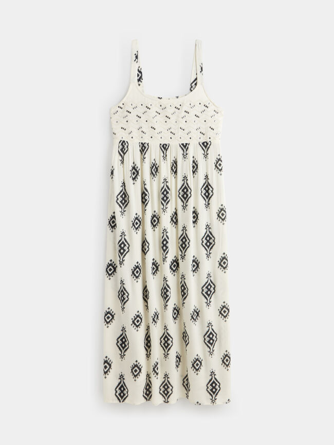 VESTIDO BORDADOS MIDI Negro