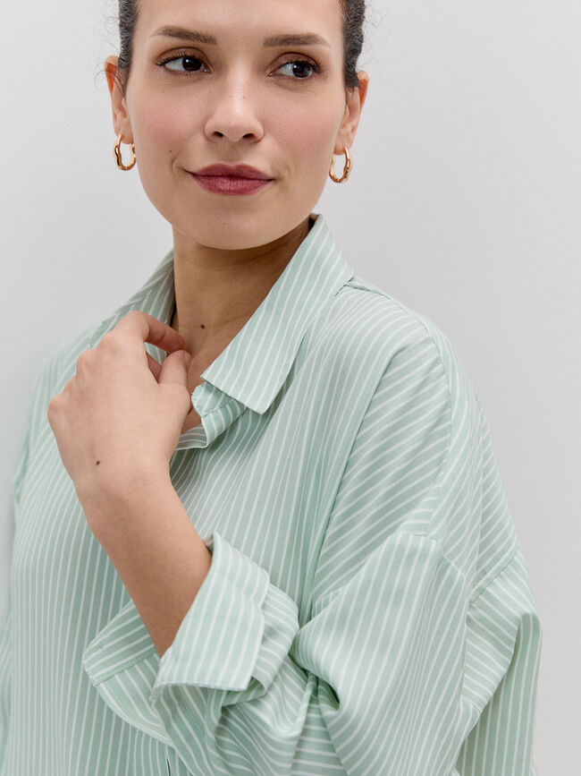 CAMISA RAYAS OVERSIZE Kaki