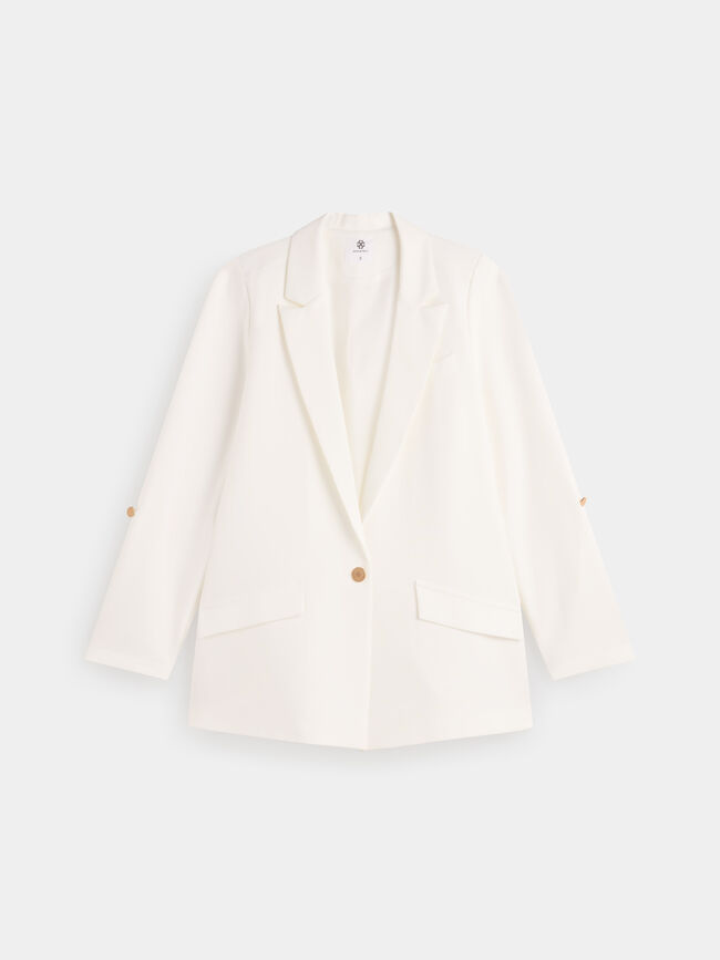 Blazer basica con forro Blanco Hueso