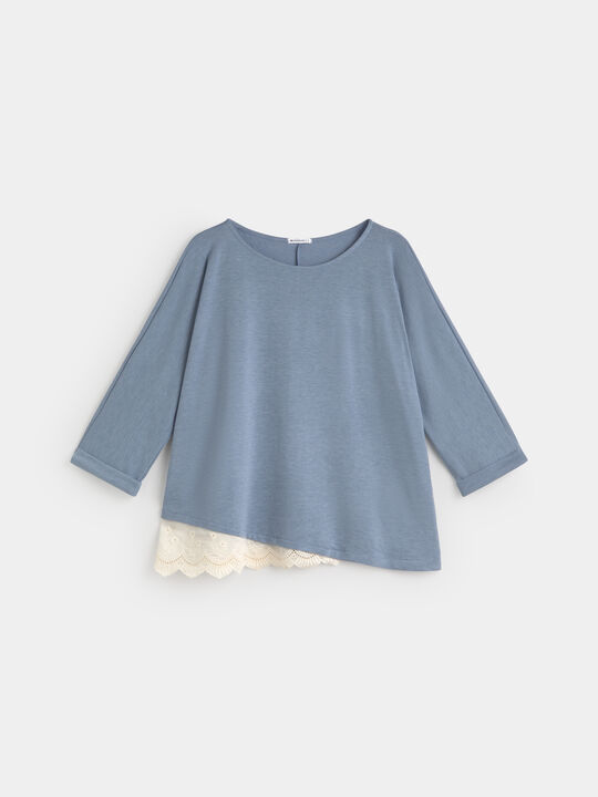 JERSEY PUNTILLA BAJO ASIM&Eacute;TRICA Azul Lavado image number null