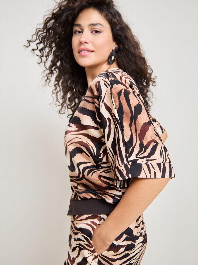 CHAQUETA FLUIDA ESTAMPADA Camel
