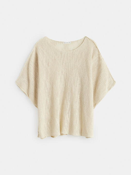 JERSEY PONCHO Beige image number null