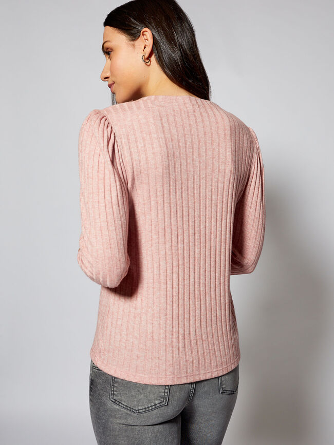 CAMISETA CUELLO PICO Rosa Medio
