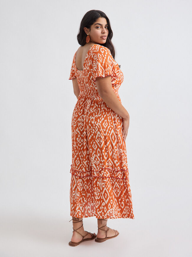 VESTIDO LARGO ESTAMPADO Crudo