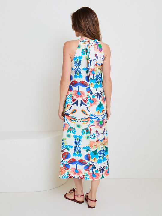 VESTIDO HALTER ESTAMPADO Crudo image number null
