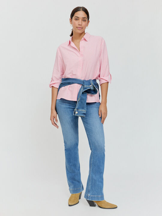 CAMISA RAYAS BOLSILLOS Rosa image number null