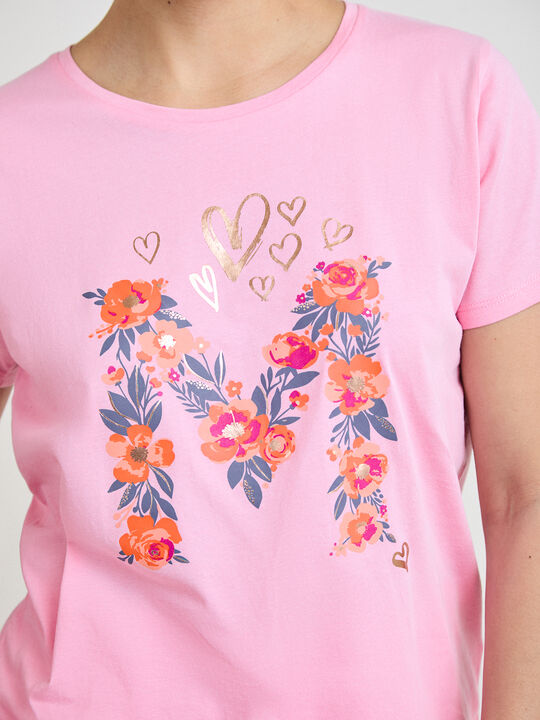 CAMISETA MADRE FLORES rosa sugar image number null