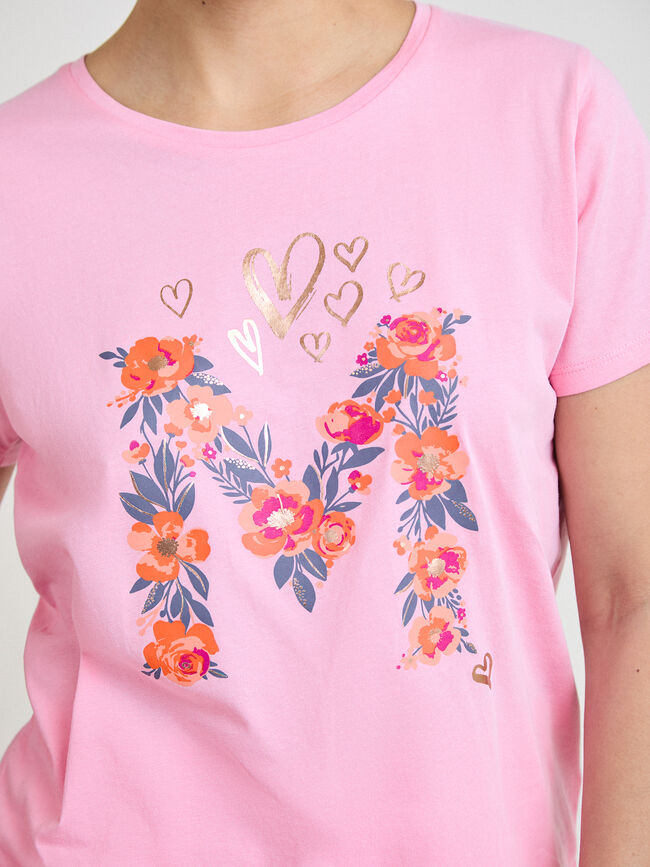 CAMISETA MADRE FLORES rosa sugar