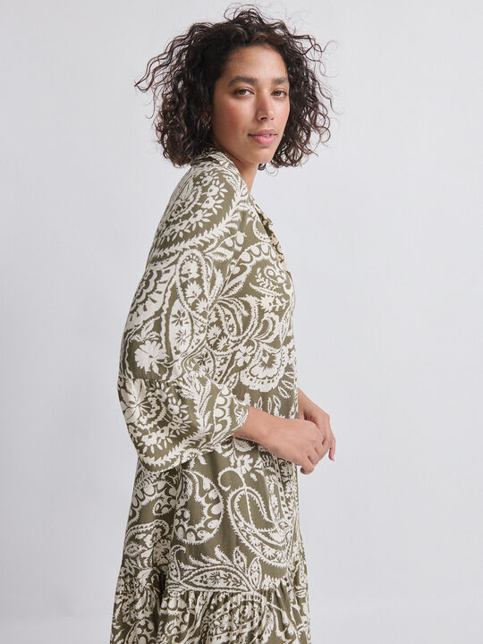 VESTIDO MIDI ESTAMPADO Kaki image number null