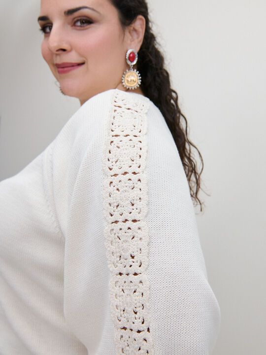 JERSEY MANGA GLOBO CROCHET Crudo image number null
