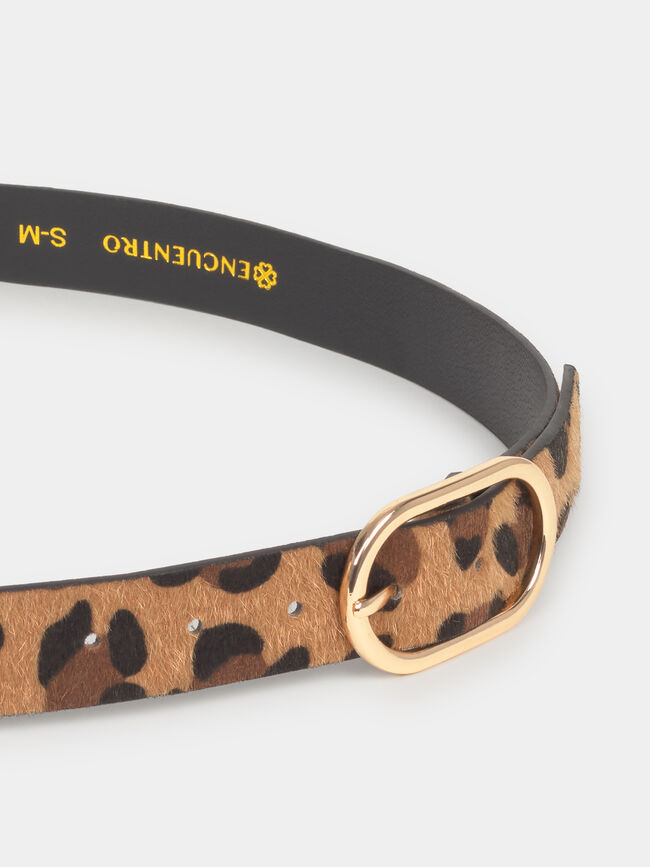 CINTURÓN ESTAMPADO ANIMAL Marron