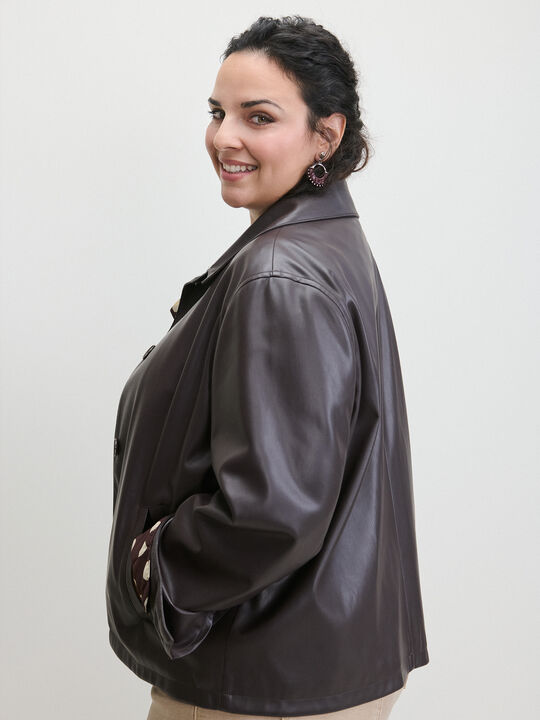 CHAQUETA POLIPIEL BOLSILLOS Marron Oscuro image number null