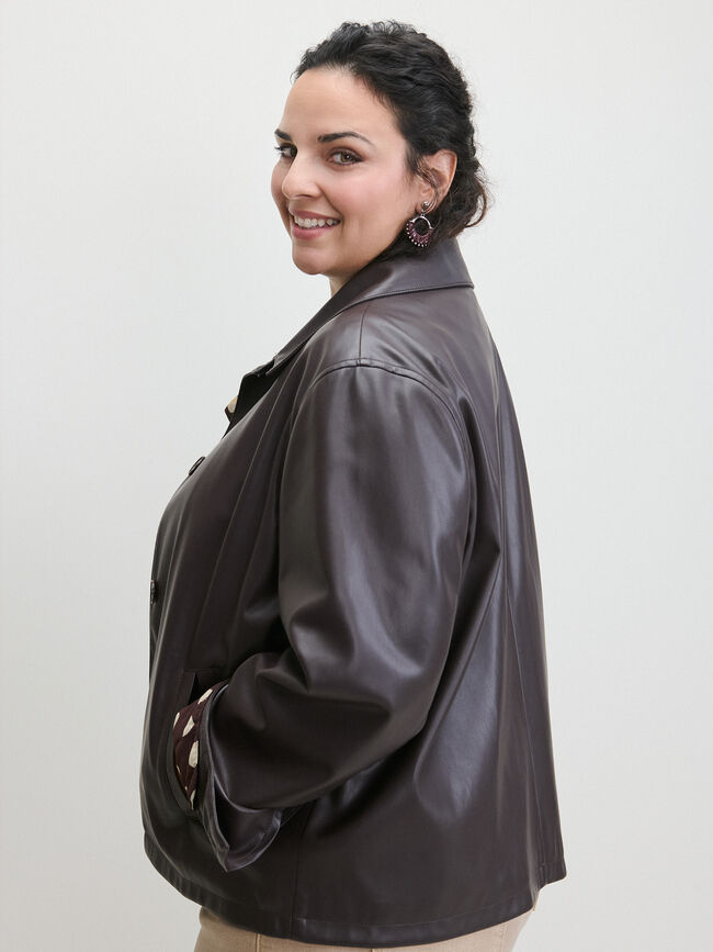 CHAQUETA POLIPIEL BOLSILLOS Marron Oscuro