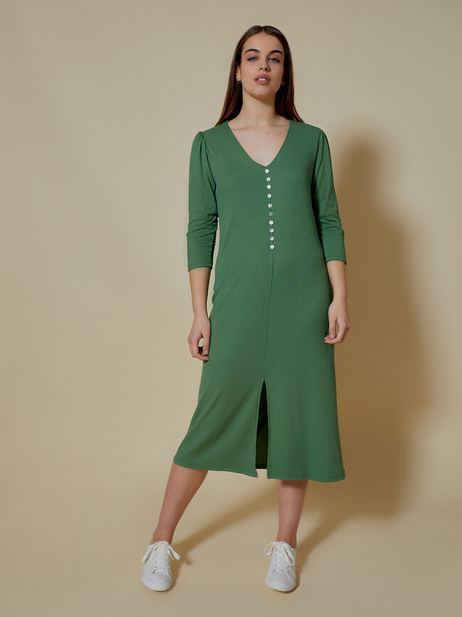 VESTIDO DETALLE BOTONES Verde Viridian