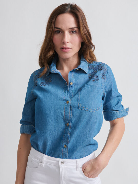 CAMISA VAQUERA TROQUELADA Mid blue image number null