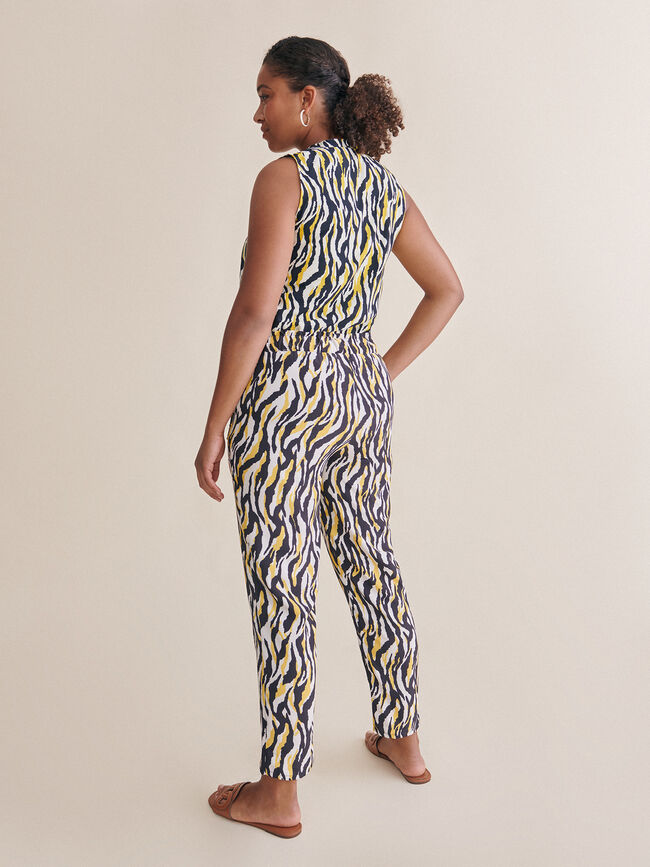 Pantalón jogger estampado zebra Crudo