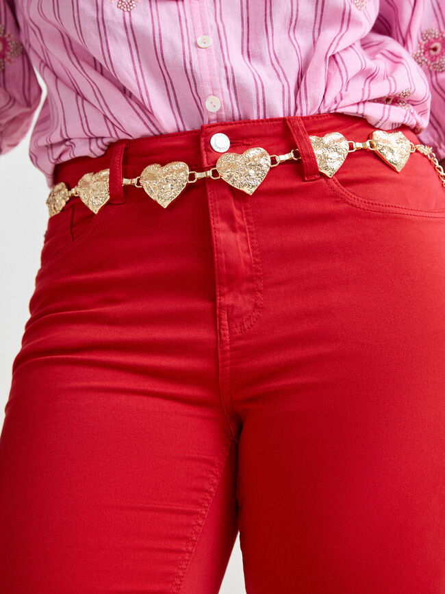 CINTURON METALICO CORAZONES Oro