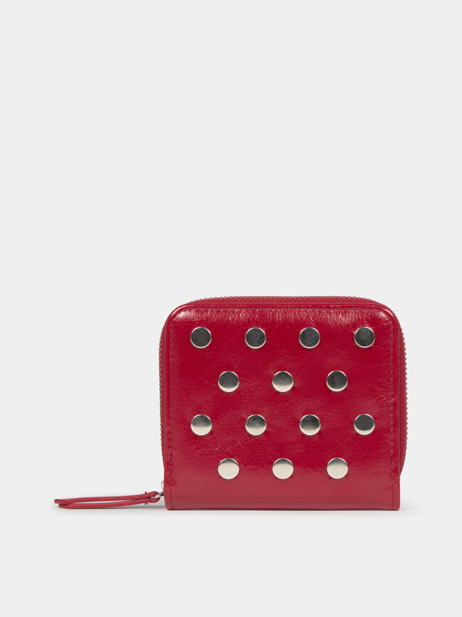 CARTERA TACHAS CHAROL Rojo Cereza