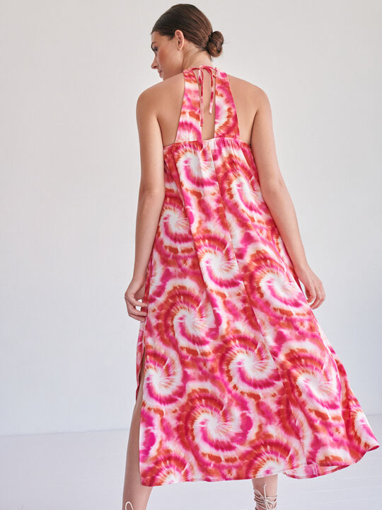 VESTIDO HALTER TIE DYE Fucsia Oscuro image number null