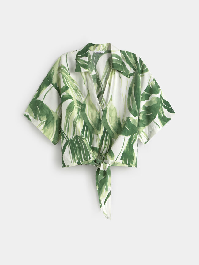 CAMISA ESTAMPADA NUDO Crudo