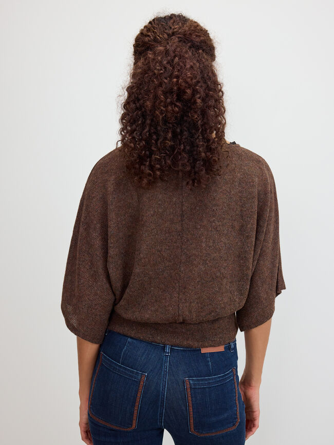 JERSEY SUAVE MARR&Oacute;N hombro ca&iacute;do Marron