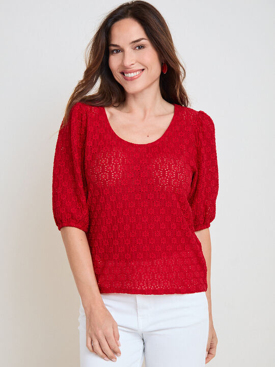 CAMISETA DETALLE TEJIDO Rojo image number null