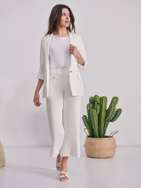 Blazer basica con forro Blanco Hueso image number null