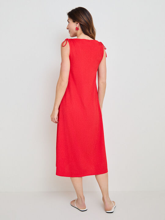 VESTIDO FRUNCE HOMBROS Coral image number null