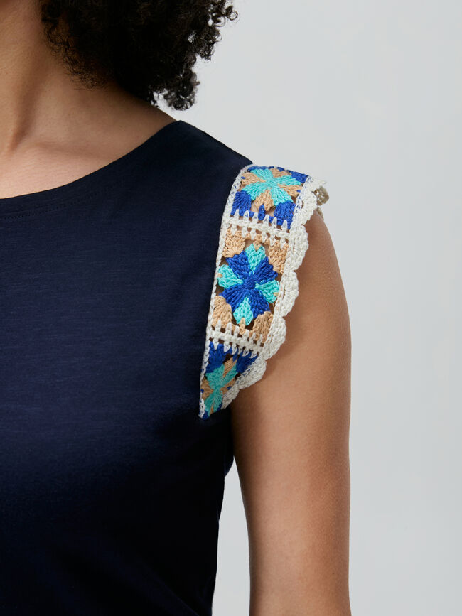 TOP ALGODÓN CROCHET Azul Marino