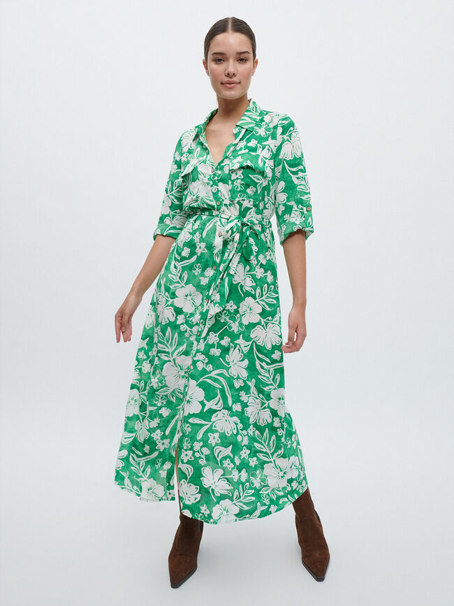 Vestido camisero Verde