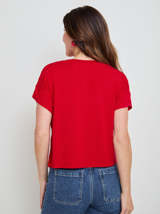 CAMISETA CUELLO PICO Rojo