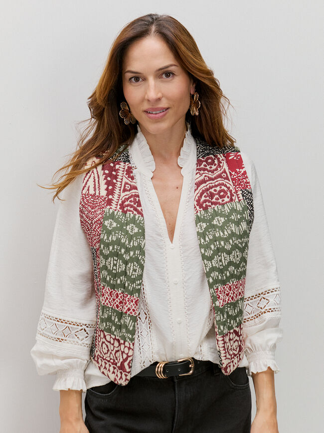 CHALECO ACOLCHADO ESTAMPADO Crudo