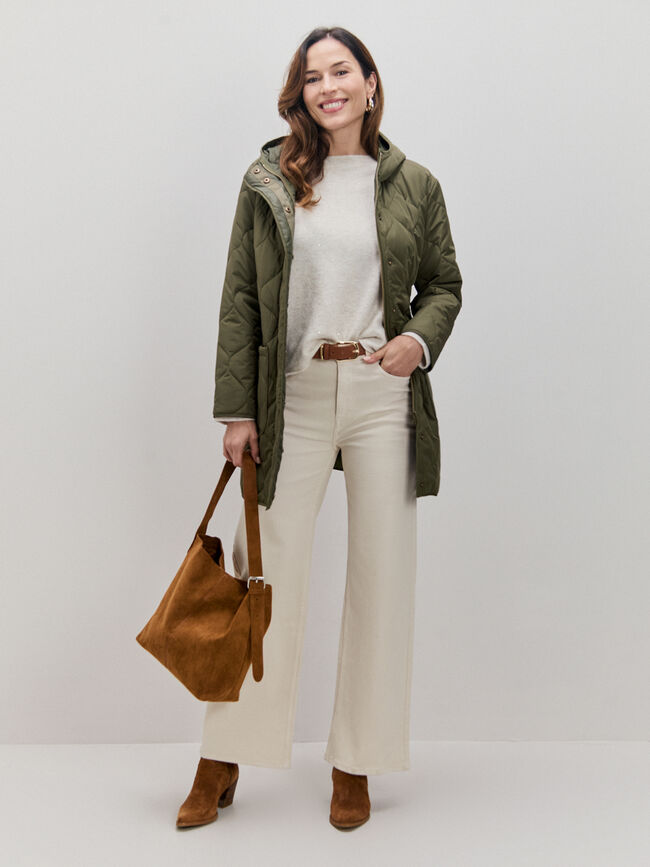 CHAQUETA LARGA ACOLCHADA Kaki