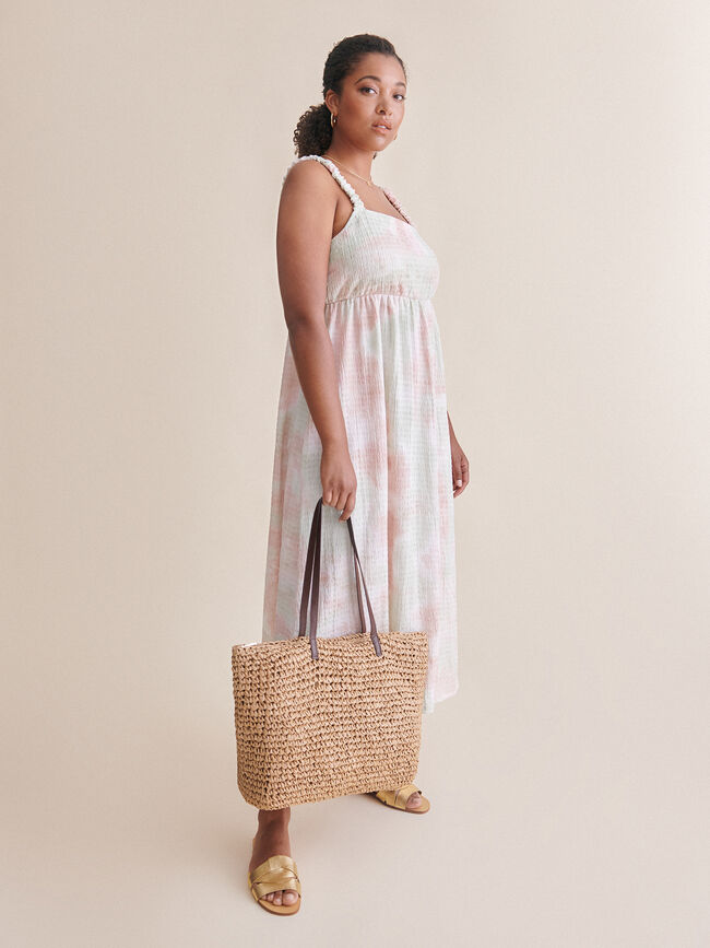 Vestido tirantes tie-dye Blanco Hueso