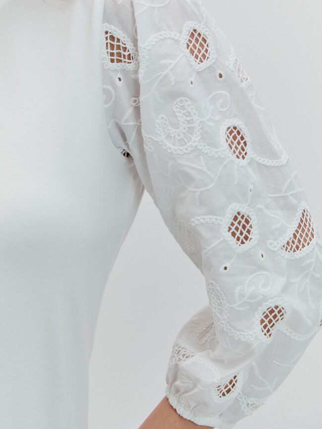 CAMISETA MANGA ABULLONADA Blanco Optico