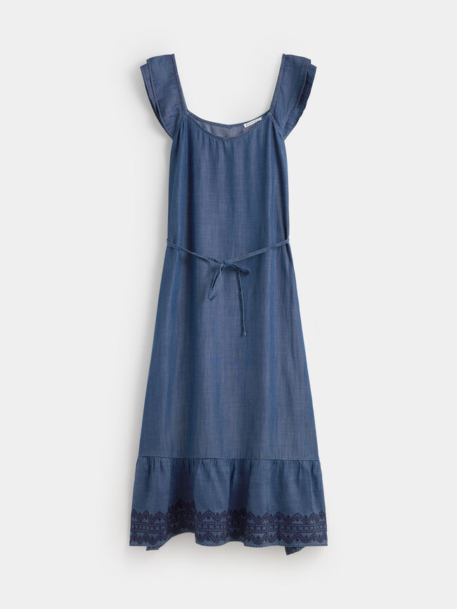 VESTIDO DETALLE BORDADO Mid blue