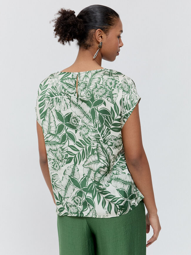 blusa saten estampada Kaki