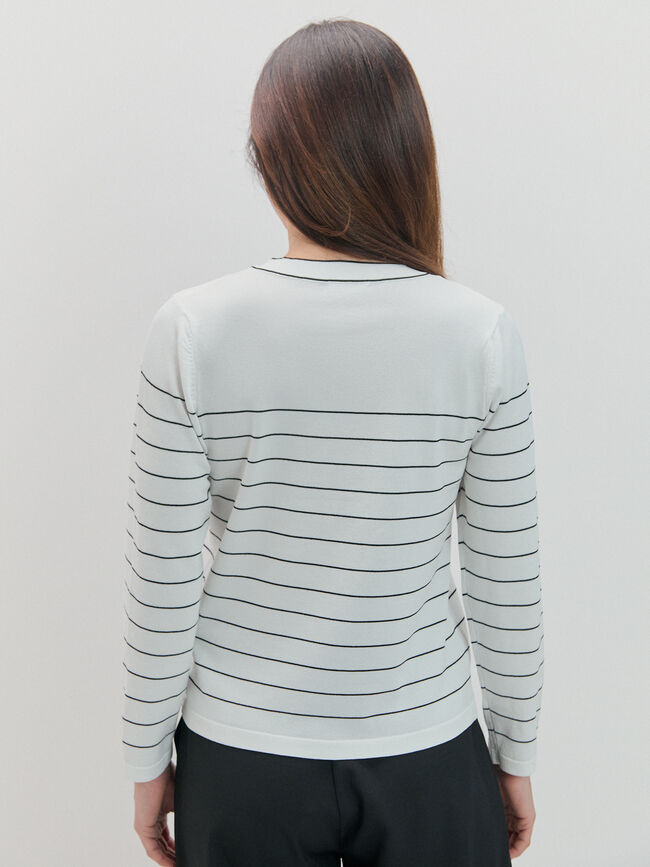 C&Aacute;RDIGAN RAYAS BOTONES Blanco Optico