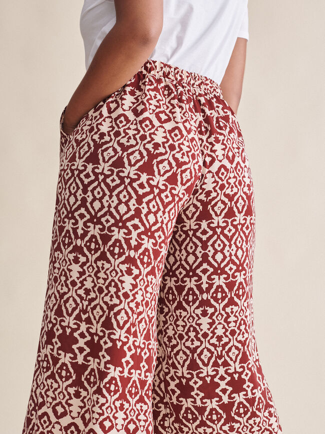 Pantalon Culotte estampado étnico Crudo