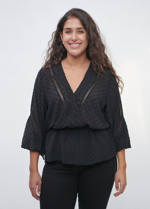 BLUSA PLUMETI CRUZADA Negro image number null