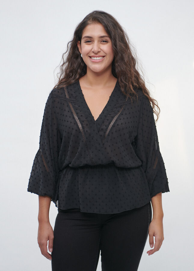 BLUSA PLUMETI CRUZADA Negro