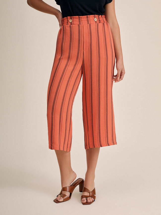 Pantalón culotte rayas Naranja quemado