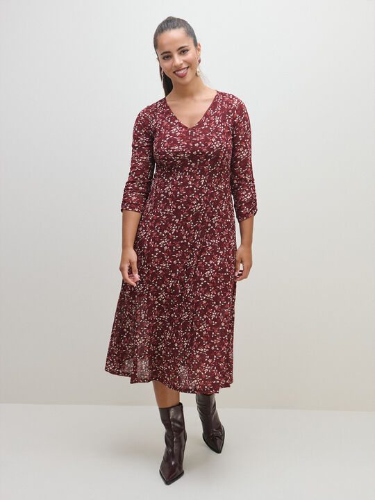 VESTIDO MANGA FRUNCIDA Estampado 1 image number null