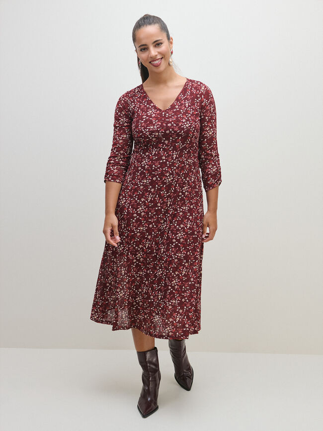 VESTIDO MANGA FRUNCIDA Estampado 1