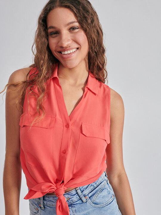 Blusa sin mangas naranja coral image number null