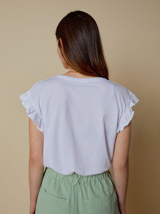camiseta detalle mangas 100% algodón Blanco Optico