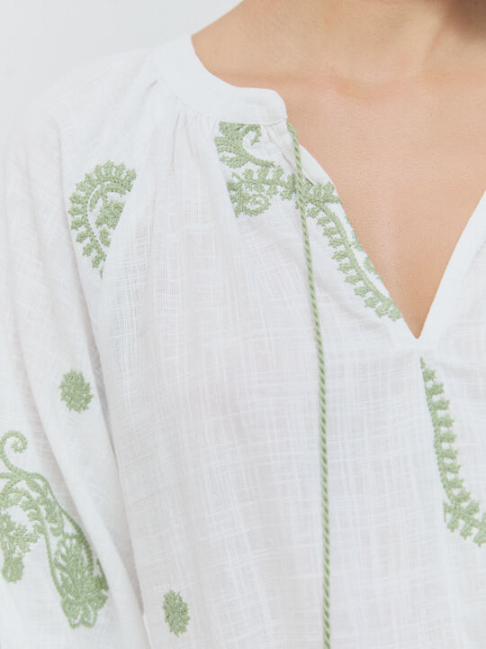 BLUSA BORDADA Blanco Optico image number null